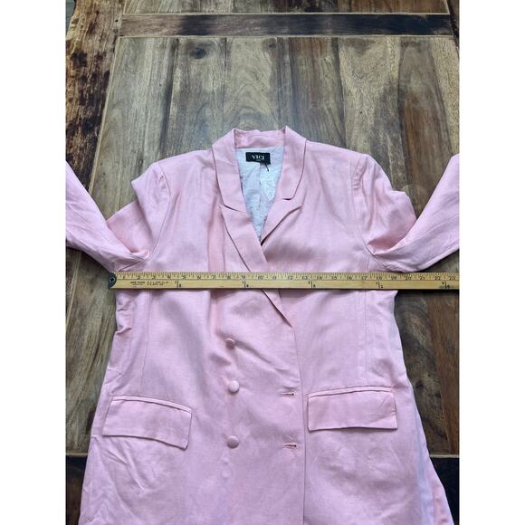 Vici Collection Women's Pink Linen Blend Double Breasted Blazer Coat Size Large - Picture 7 of 8